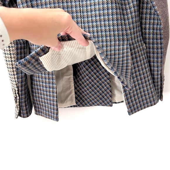 VERONICA BEARD | Faustine Dickey Houndstooth Mixed Media Jacket Blue Multi 00 - Picture 11 of 14